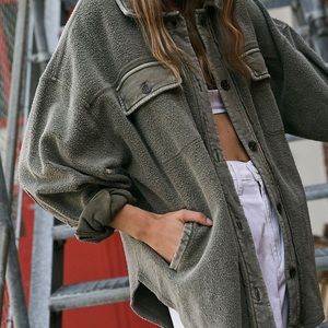 Free people Ruby shirt jacket - color olive - size s